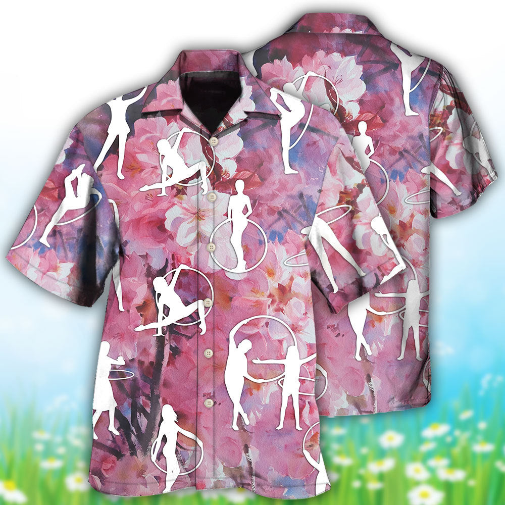 Hula Hoop Floral With Pink Color - Hawaiian Shirt