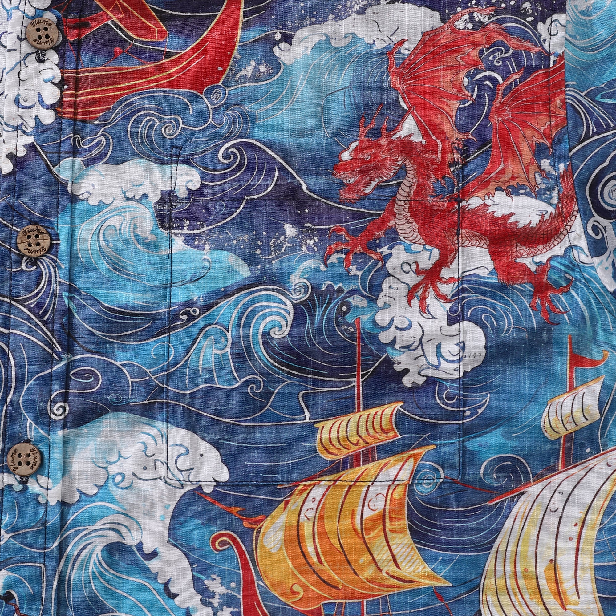 Yiume Viking Hawaiian Shirt For Men Dragon-Hunting Button-down Short Sleeve Cotton Beach Shirt Dragon-hunting Viking By Sun