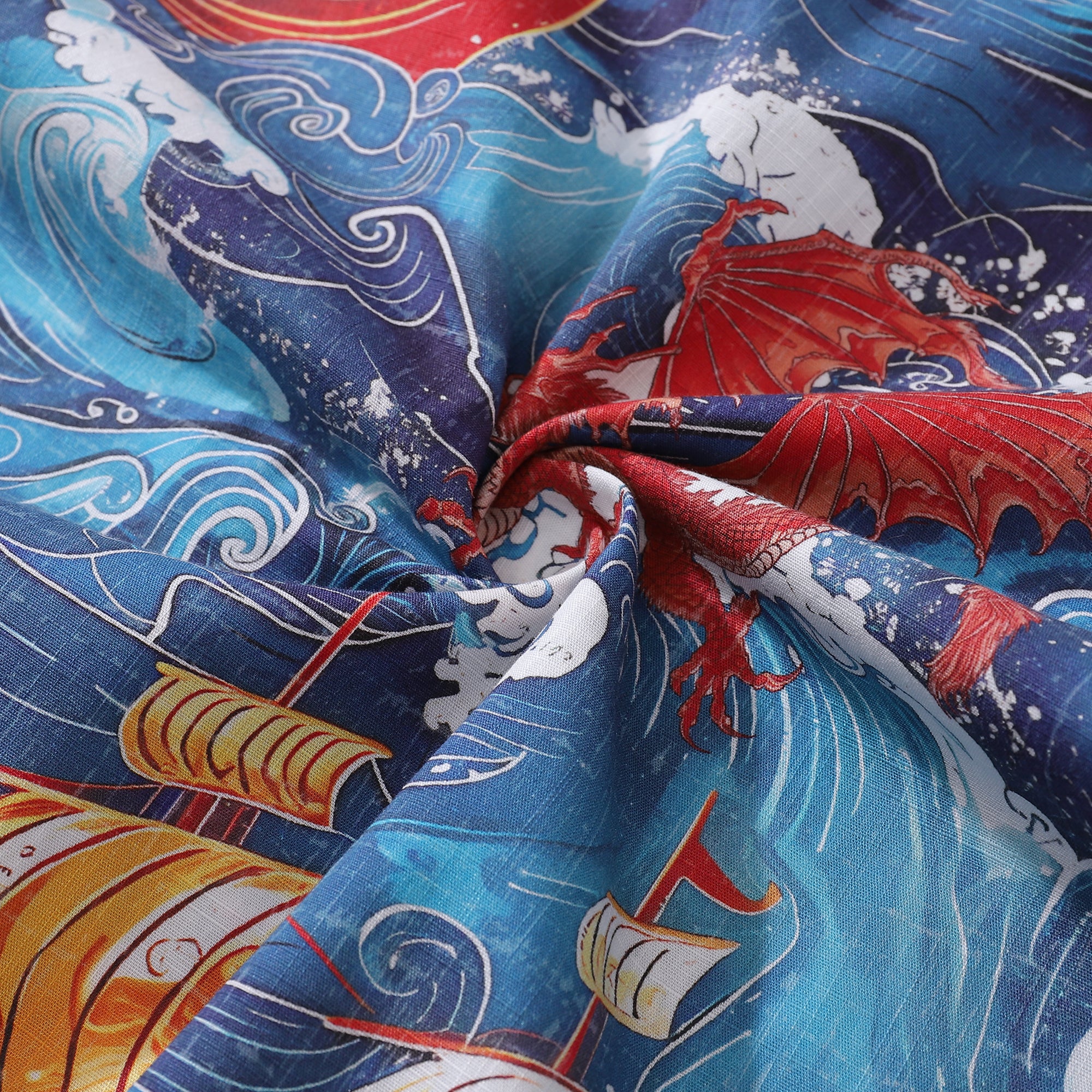 Yiume Viking Hawaiian Shirt For Men Dragon-Hunting Button-down Short Sleeve Cotton Beach Shirt Dragon-hunting Viking By Sun