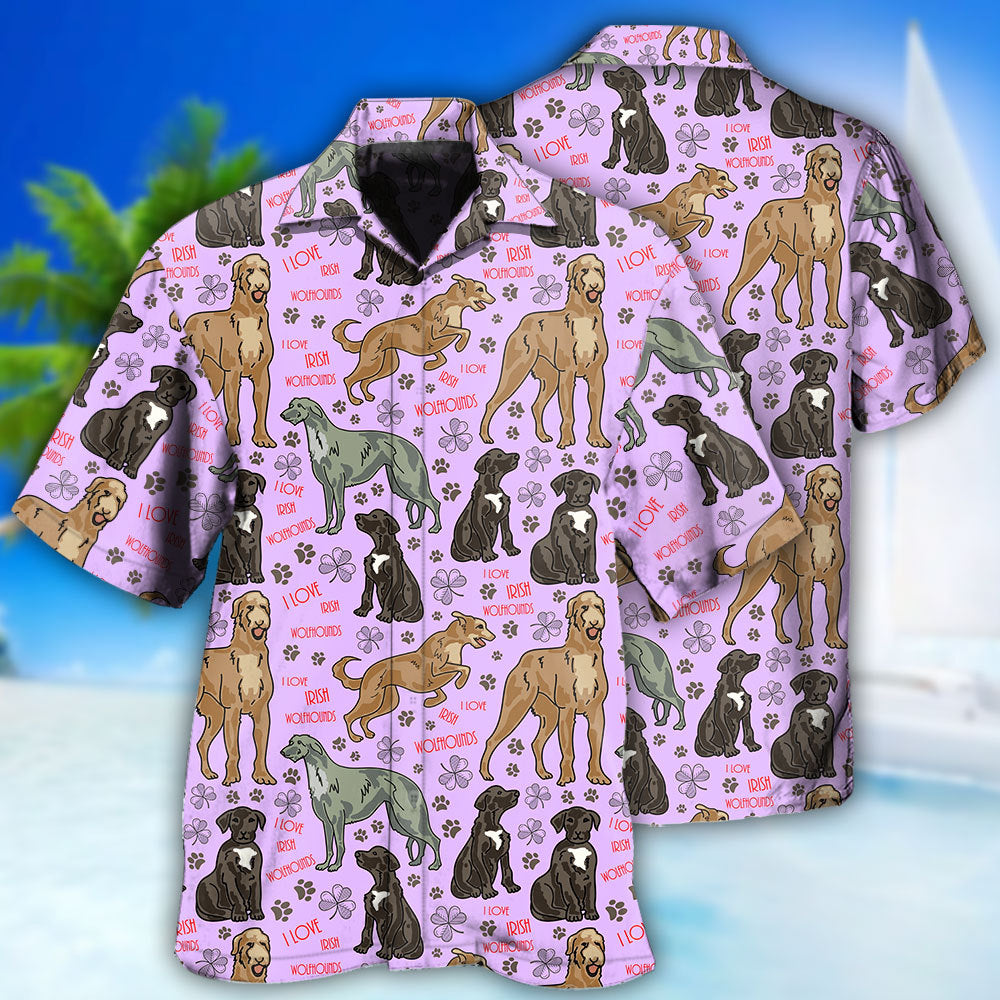 Irish Wolfhound Dog So Cute Pink Style - Hawaiian Shirt