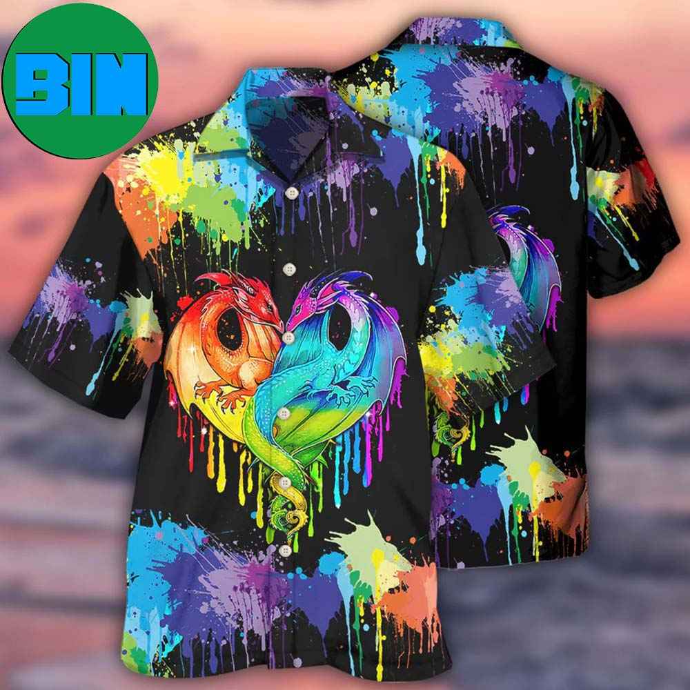 LGBT Pride Dragon Colorful Summer Hawaiian Shirt