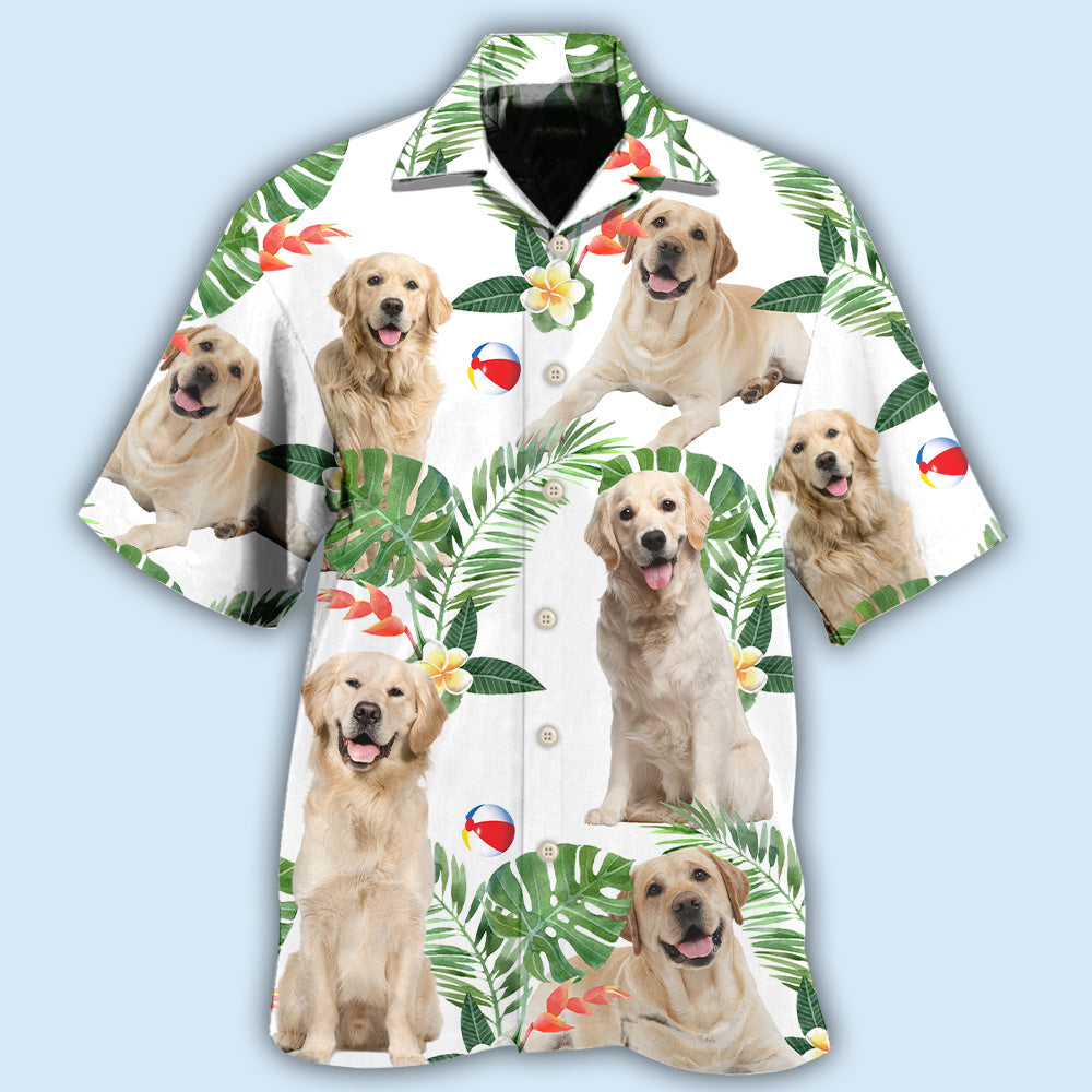 Labrador Retriever Dog Tropical Leaf White Style - Hawaiian Shirt
