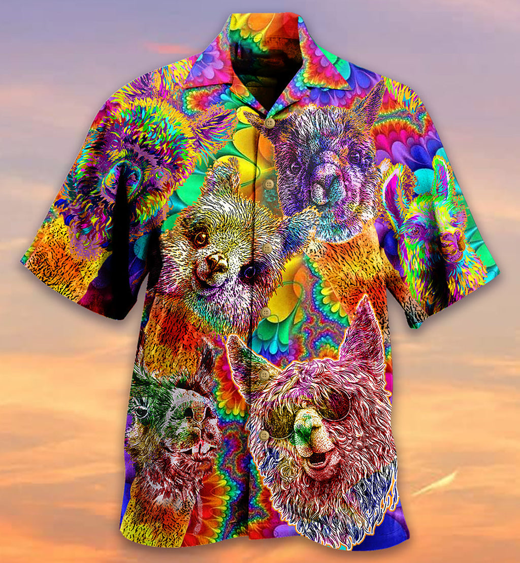 Lama Happiness Smile Mix Color - Hawaiian Shirt