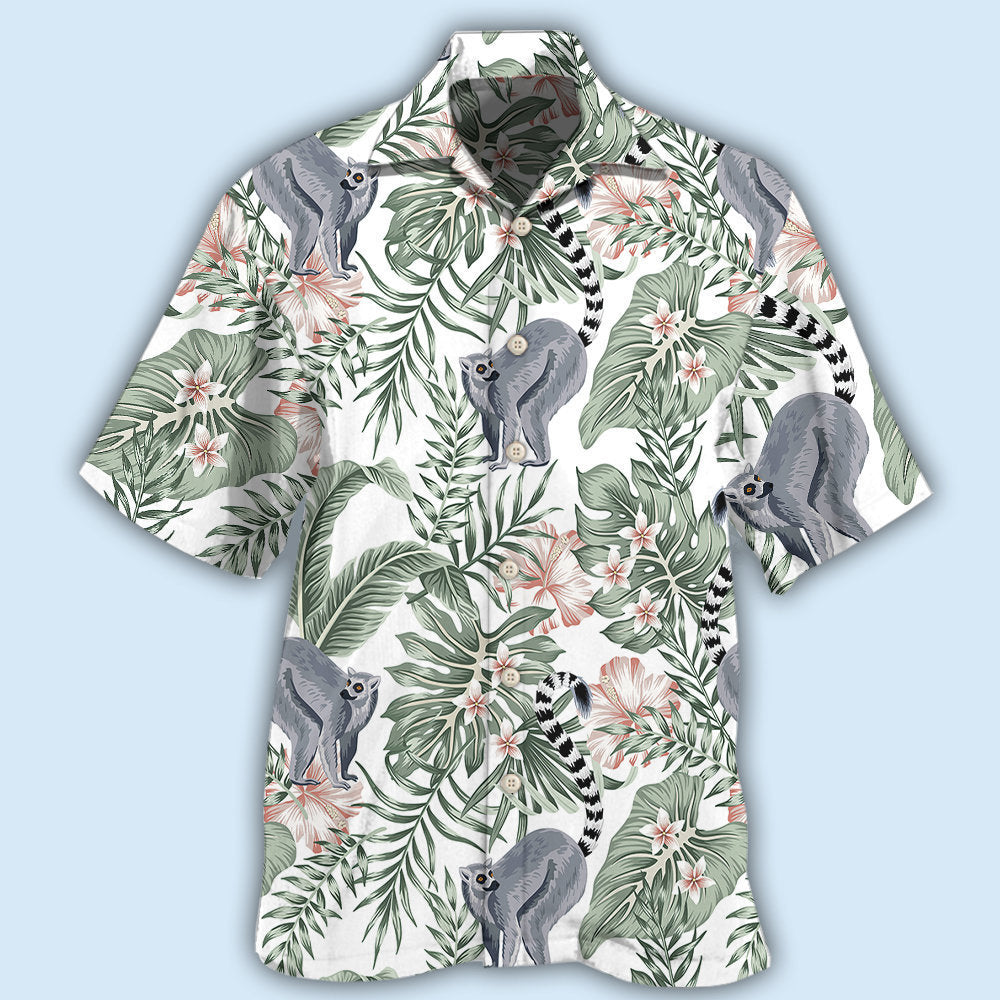 Lemur And Tropical Leaf - Hawaiian Shirt