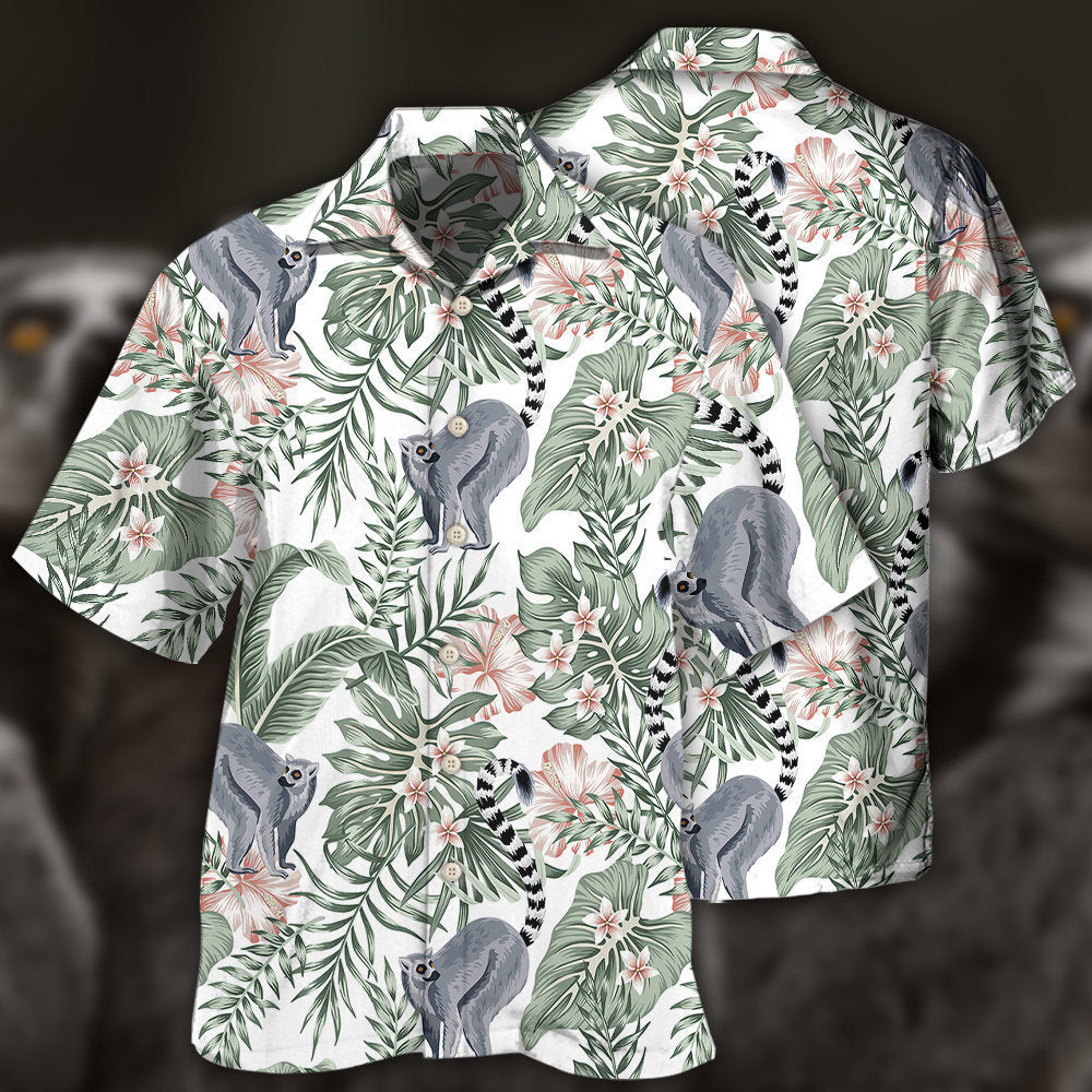 Lemur And Tropical Leaf - Hawaiian Shirt