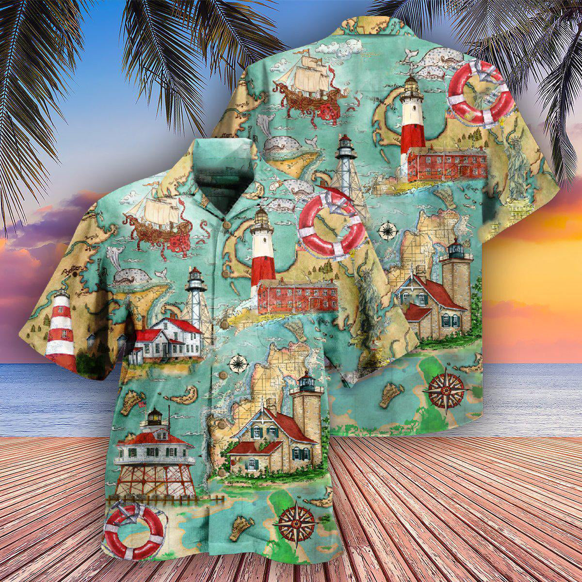 Lighthouse Guide Me Around The World - Hawaiian Shirt