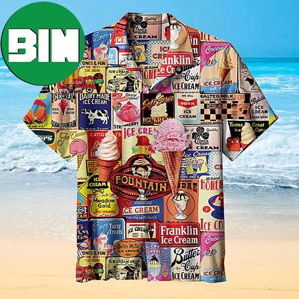 Love Ice Cream Pattern Summer Hawaiian Shirt