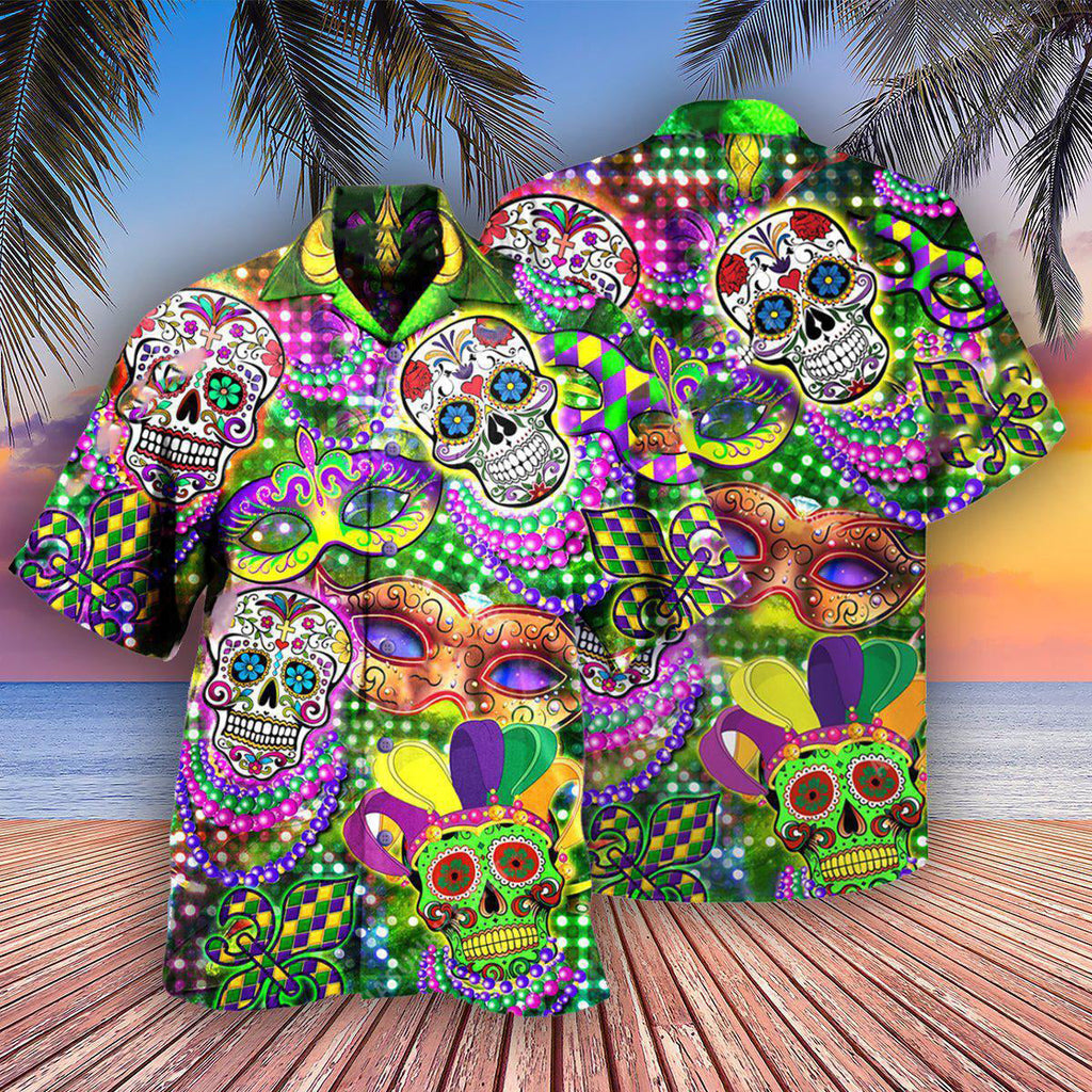 Skull Mardi Gras - Hawaiian Shirt