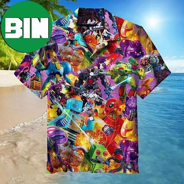 Mecha Robot War Colorful Summer Hawaiian Shirt