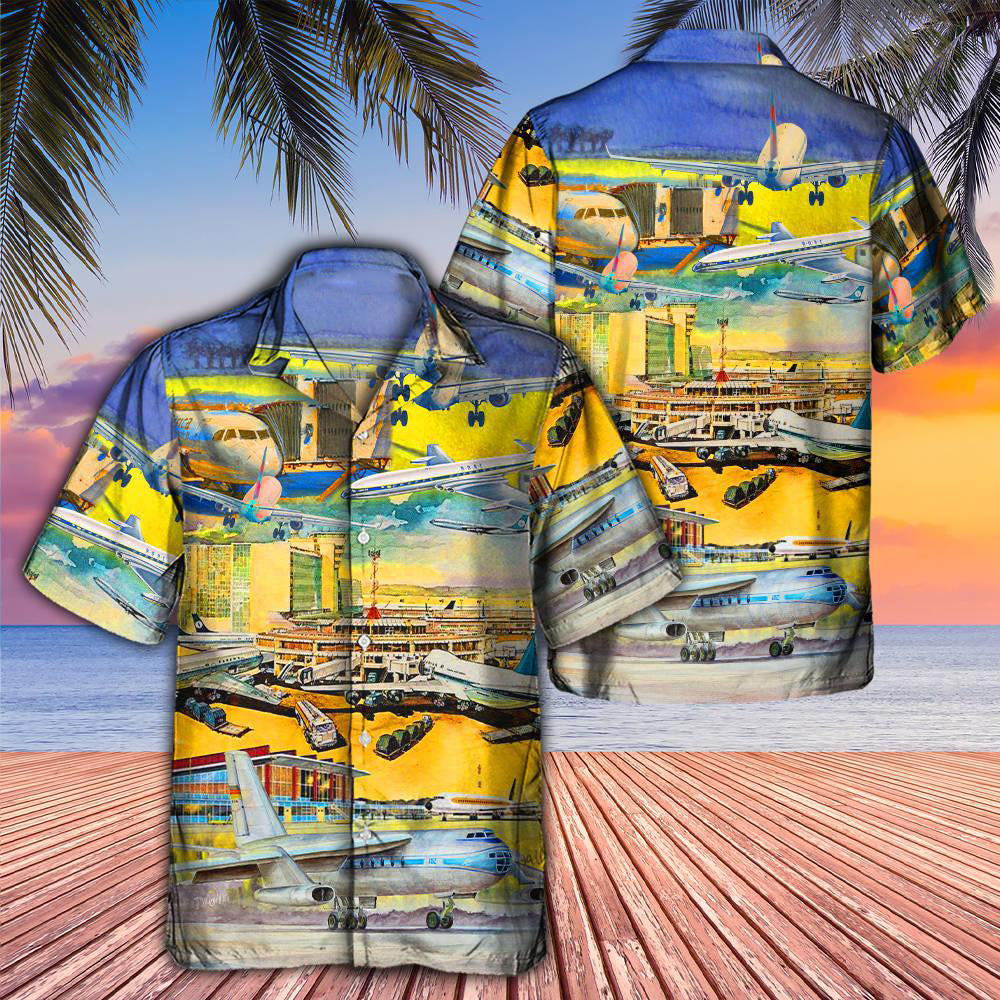 Airplane Take Off From Airport - Hawaiian Shirt