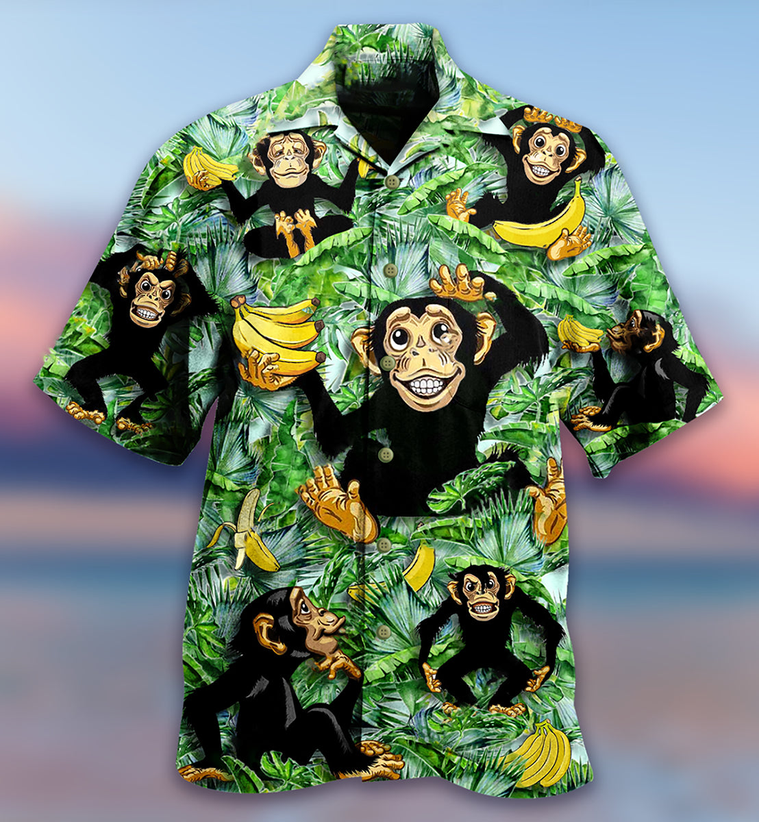 Monkey Loves Banana With Tree - Hawaiian Shirt
