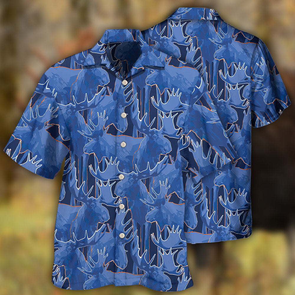 Moose Blue Beautiful Moose - Hawaiian Shirt