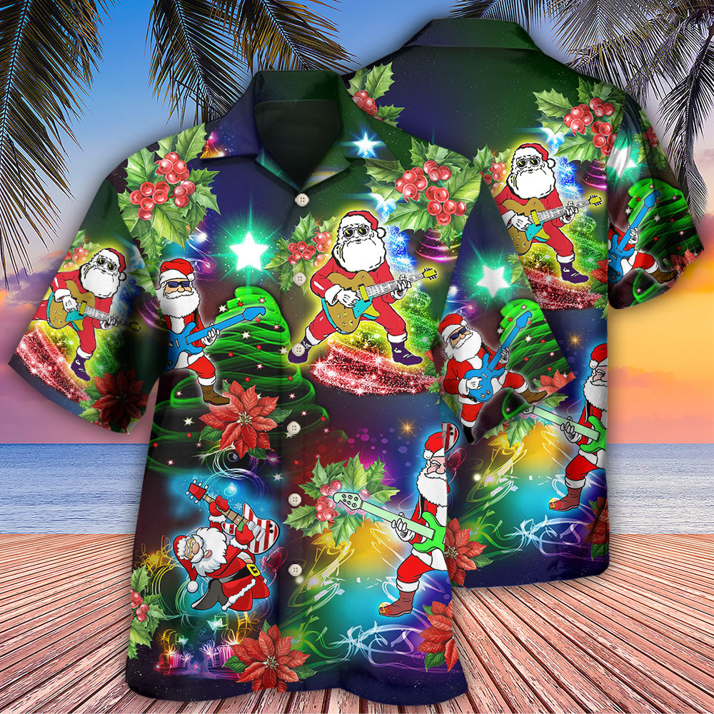 Guitar Music Santa So High Christmas - Hawaiian Shirt