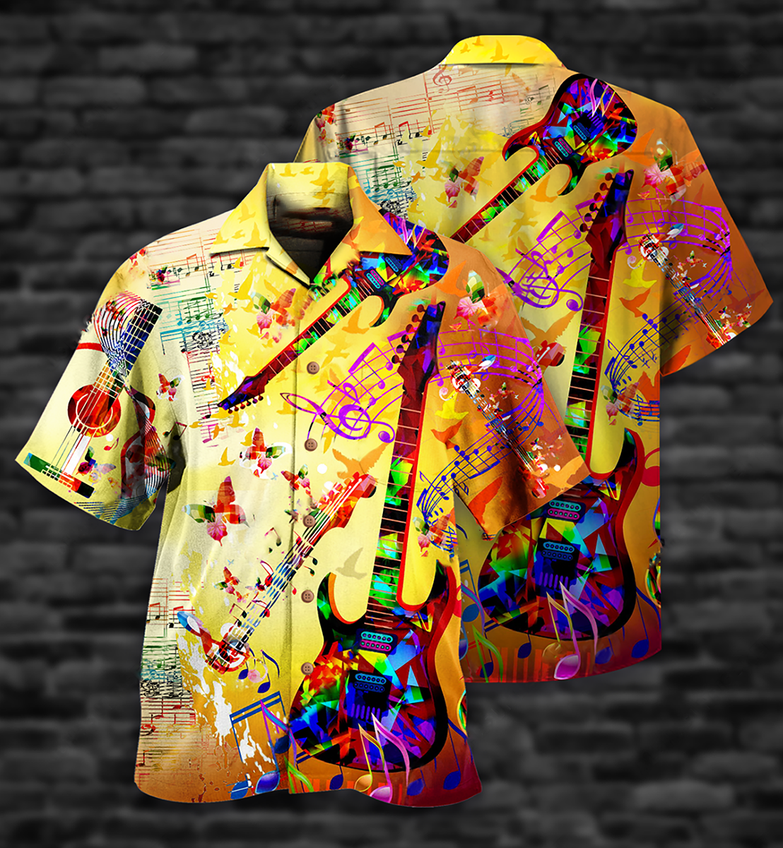Guitar Love Butterfly - Hawaiian Shirt