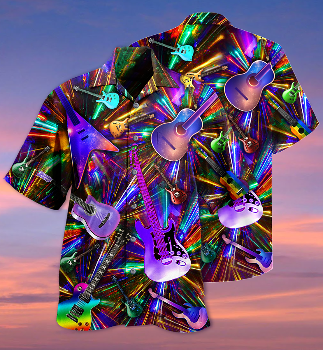 Guitar Love Neon Color - Hawaiian Shirt