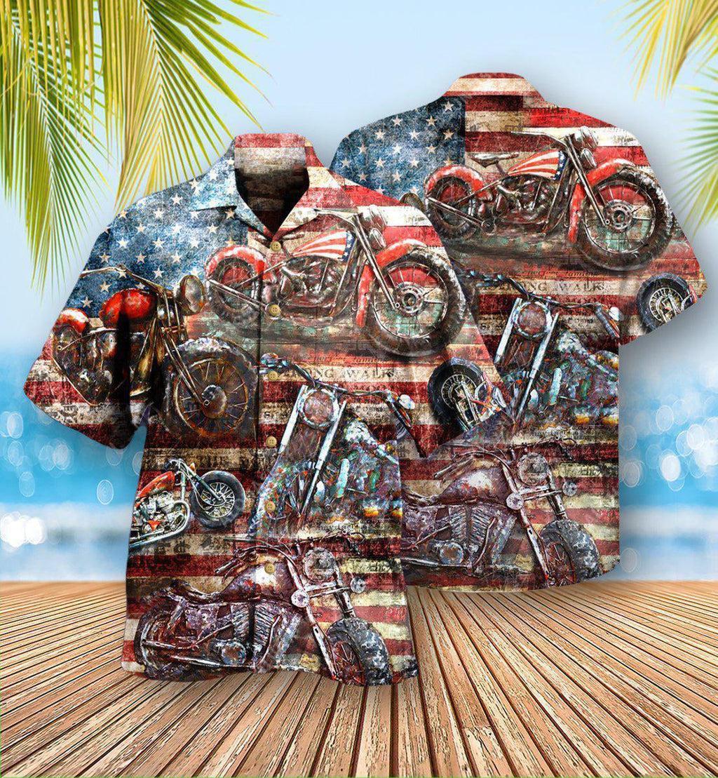 Motorcycle No Plans No Maps America - Hawaiian Shirt