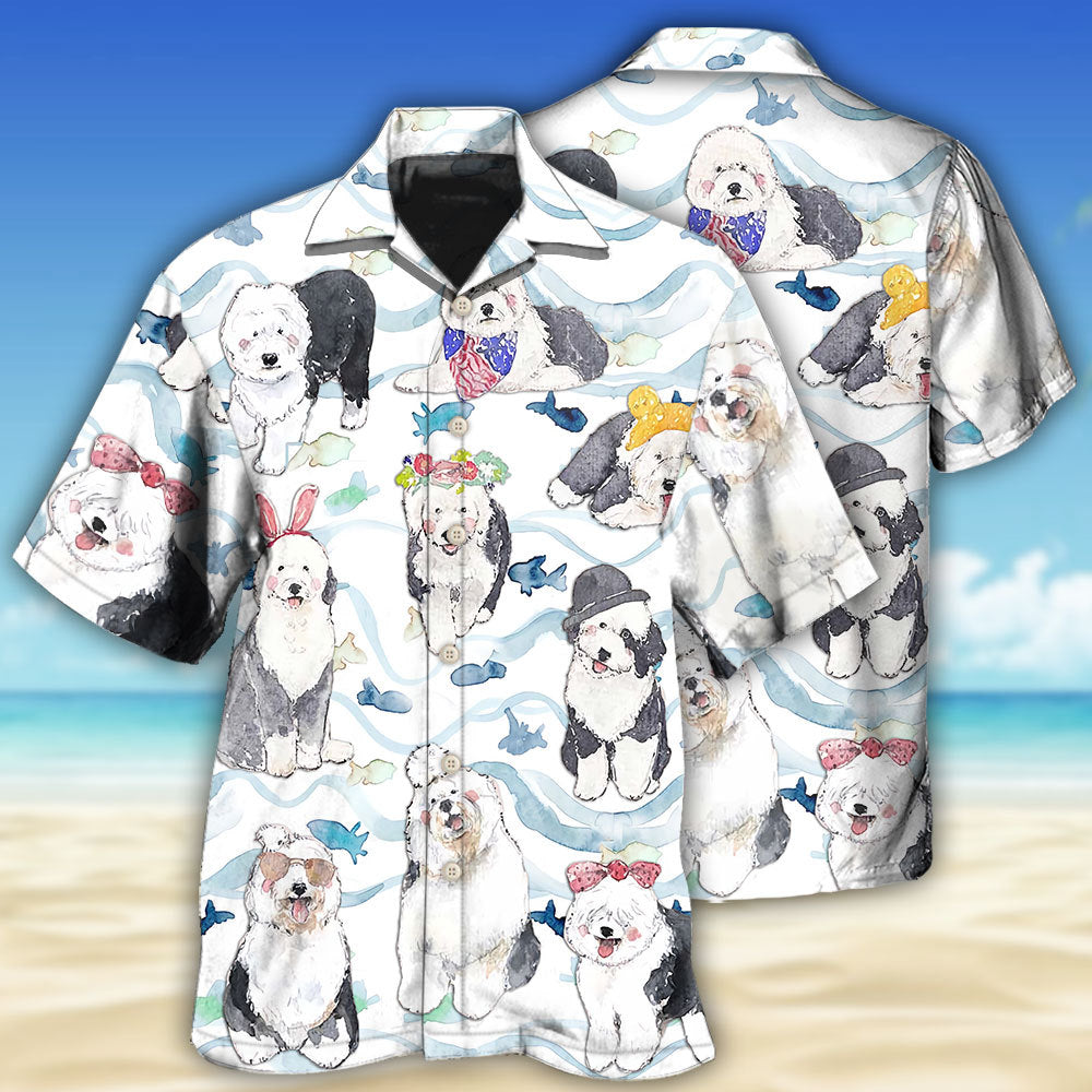 Old English Sheepdog Dog So Cute Art - Hawaiian Shirt