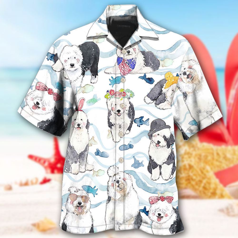Old English Sheepdog Dog So Cute Art - Hawaiian Shirt