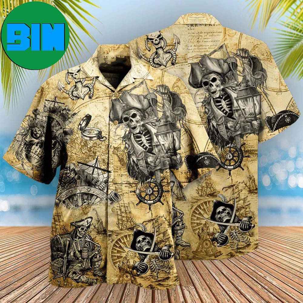 Pirate Skull Save A Ship Ride A Pirate Tropical Hawaiian Shirt