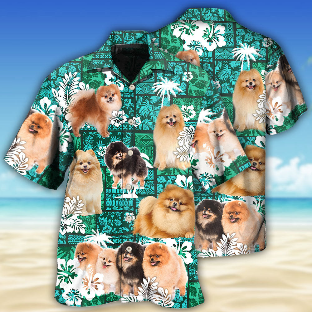 Pomeranian Green Tropical Dog Lover - Hawaiian Shirt