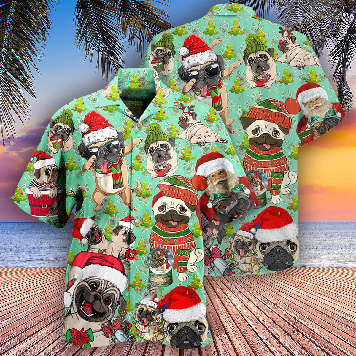 Pug Dog Merry Pugmas - Hawaiian Shirt