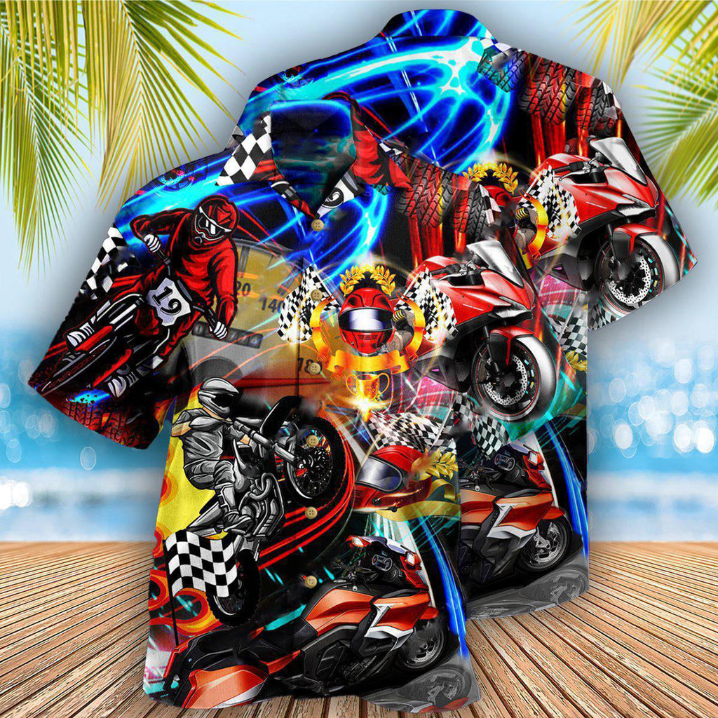 Motorcycle Race The Rain Ride The Wind - Hawaiian Shirt