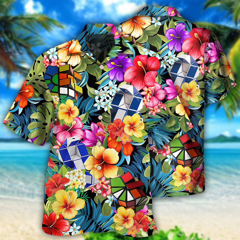 Rubik Snake Tropical Style With Flower - Hawaiian Shirt