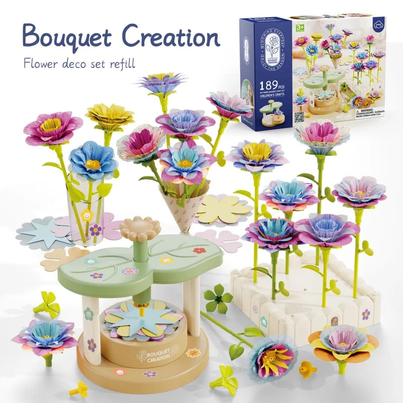 Fabric Flower Bouquets Toys DIY Craft Kits Handmade DIY Simulation Bouquet Set Flower Toddler Girl Educational Activity Gifts