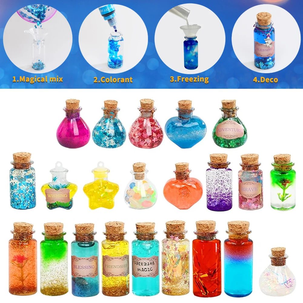 DIY Fairy Magical Potions Kit for Kids Potion Making Set Fairy Potion Bottles Craft Toy Science Set Magic Kits（24pcs)）