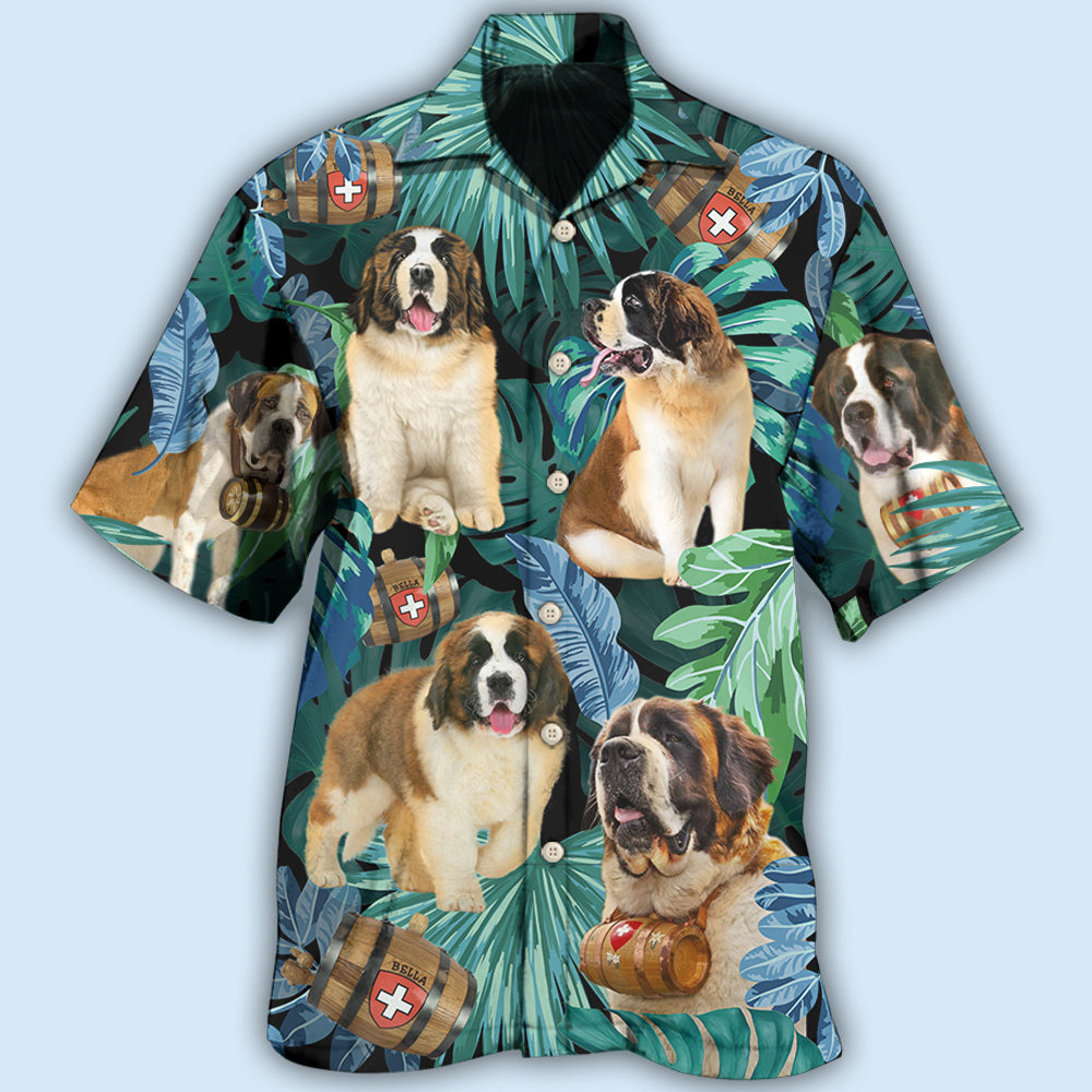 Saint Bernard Dog Tropical Leaf Style - Hawaiian Shirt