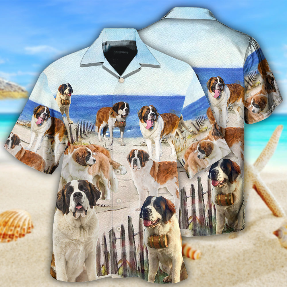 Saint Bernard Dog Funny Beach Style - Hawaiian Shirt