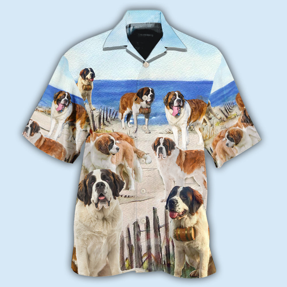 Saint Bernard Dog Funny Beach Style - Hawaiian Shirt