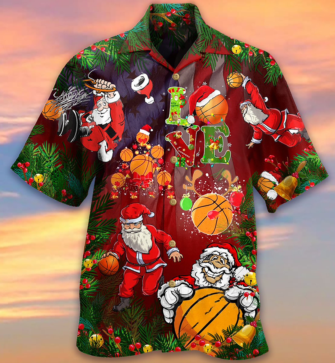 Basketball Santa Love Basketball - Hawaiian Shirt