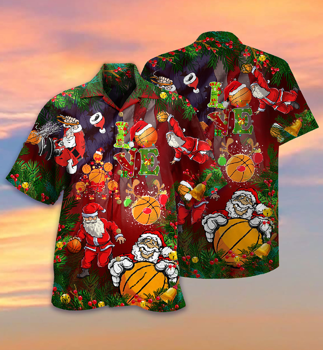 Basketball Santa Love Basketball - Hawaiian Shirt