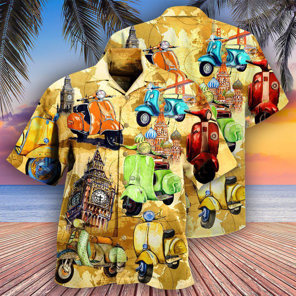 Scooter Life Is Short And The World Is Wide With Stunning Color - Hawaiian Shirt