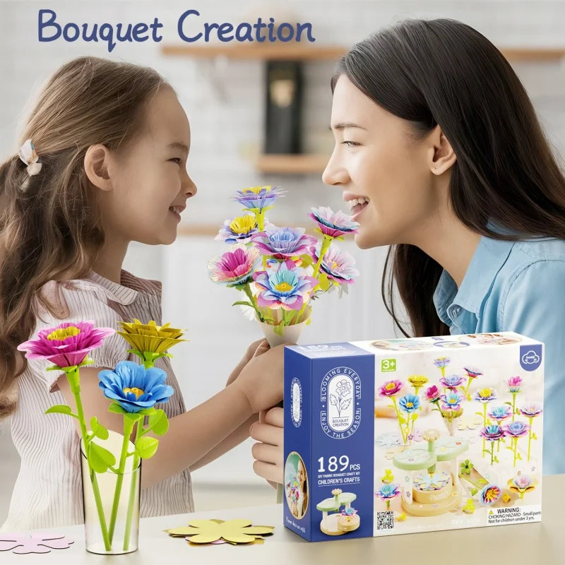 Fabric Flower Bouquets Toys DIY Craft Kits Handmade DIY Simulation Bouquet Set Flower Toddler Girl Educational Activity Gifts