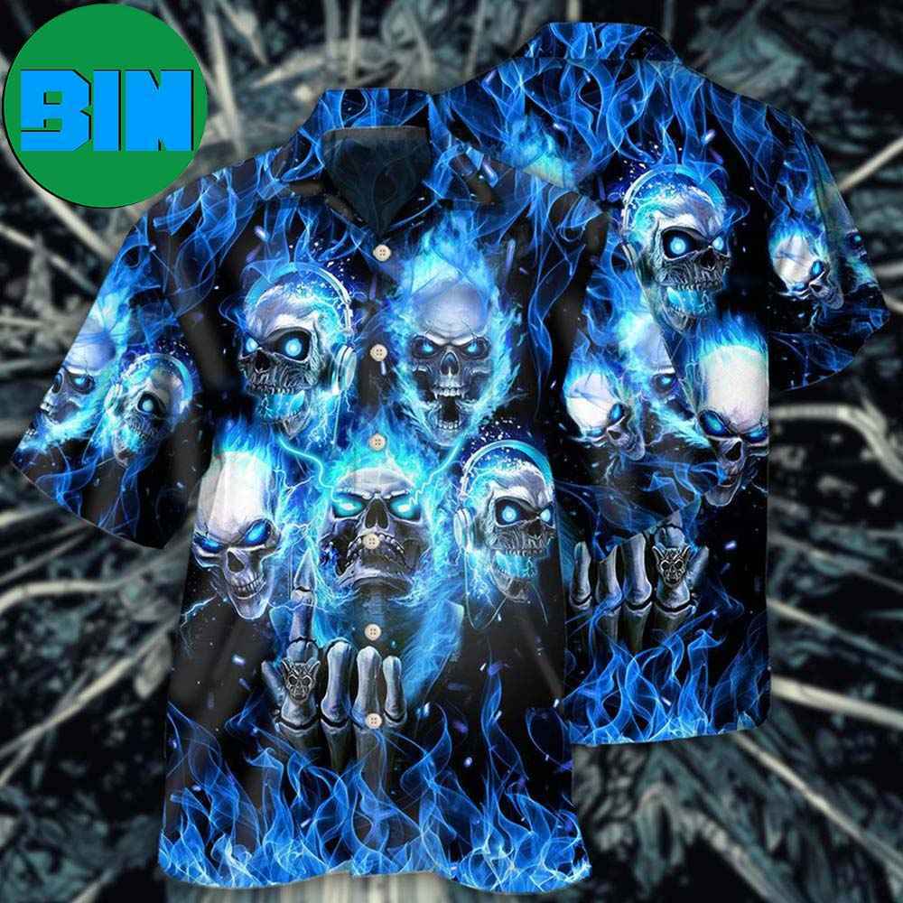 Skull Blue Skull Angry Style Tropical Hawaiian Shirt