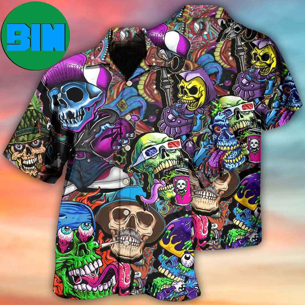 Skull Colorful Mix Tropical Hawaiian Shirt