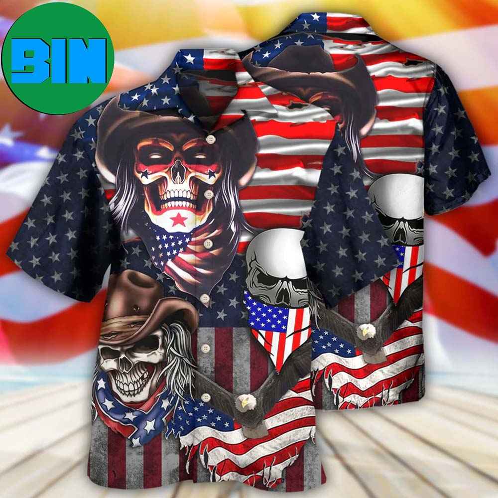 Skull Independence Day Cowboy Skull US Tropical Hawaiian Shirt