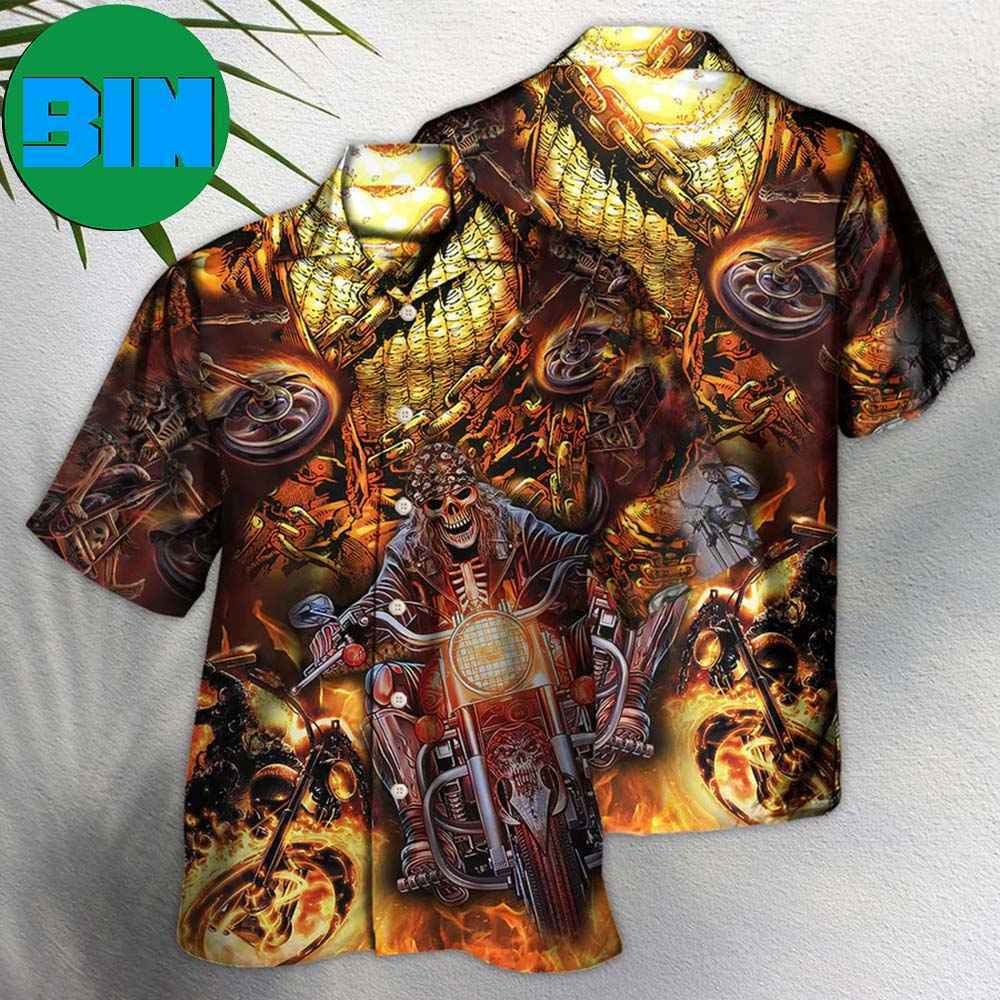 Skull Motorcycle Racing Fast Fire New Tropical Hawaiian Shirt