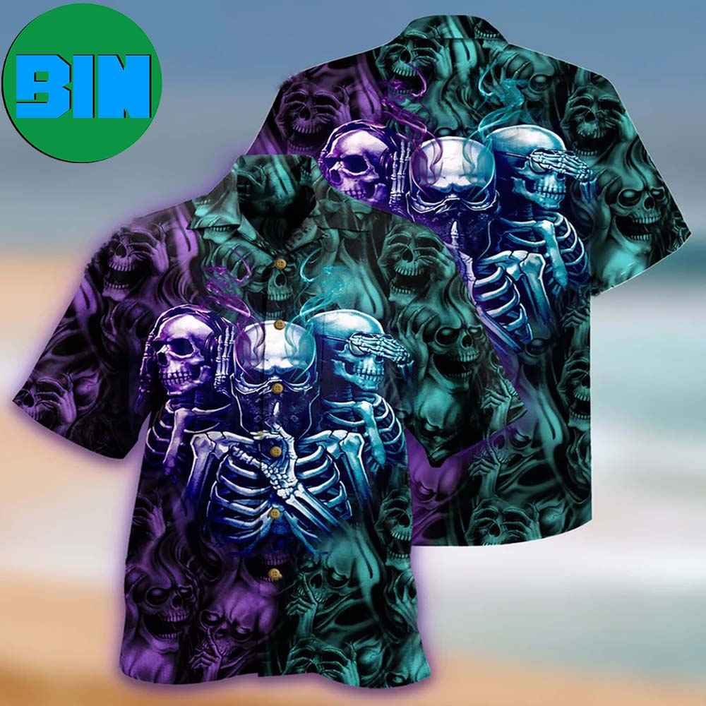 Skull Neither Hear Nor See Tropical Hawaiian Shirt
