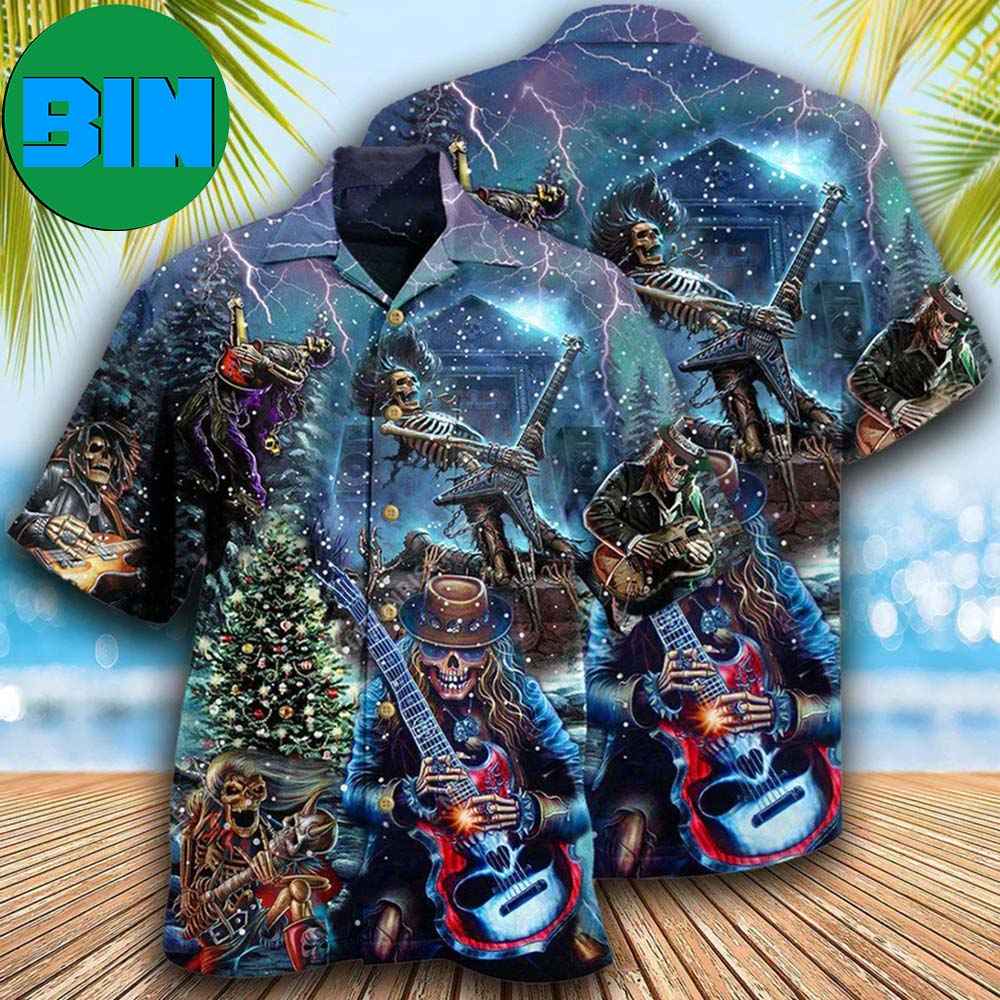 Skull Playing Rock Party Music Summer Hawaiian Shirt