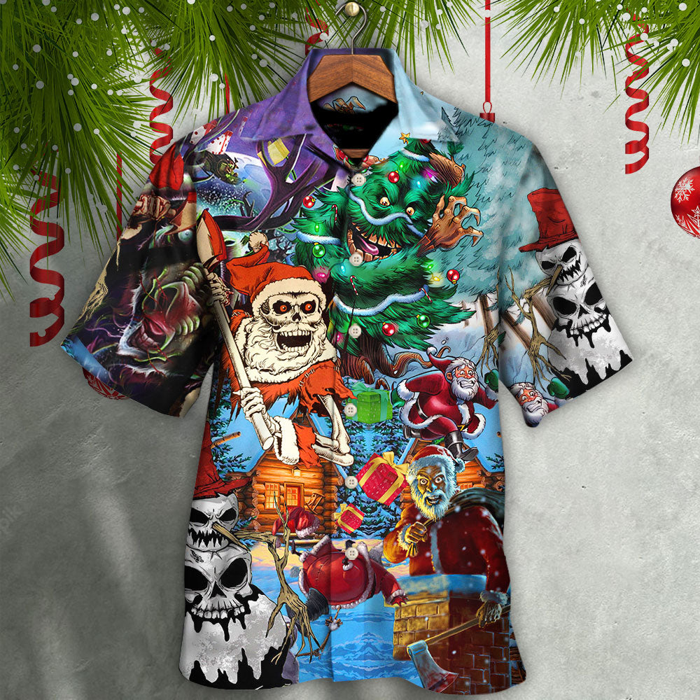 Skull And Christmas Scary Style - Hawaiian Shirt