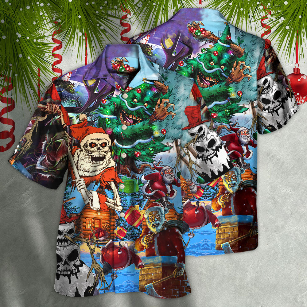 Skull And Christmas Scary Style - Hawaiian Shirt