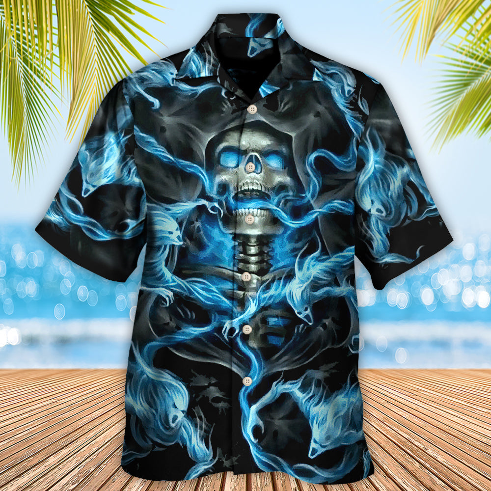 Skull Black Ground - Hawaiian Shirt