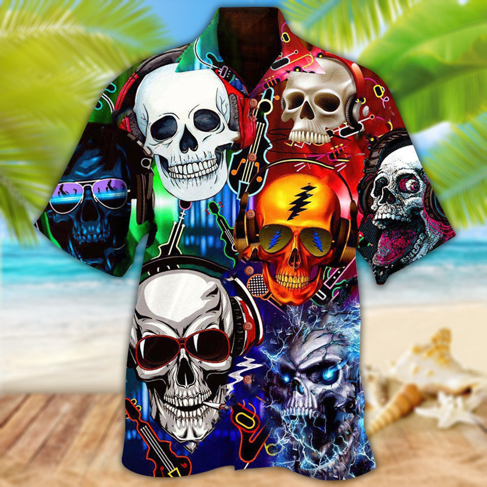 Skull Guitar Lets Get High - Hawaiian Shirt