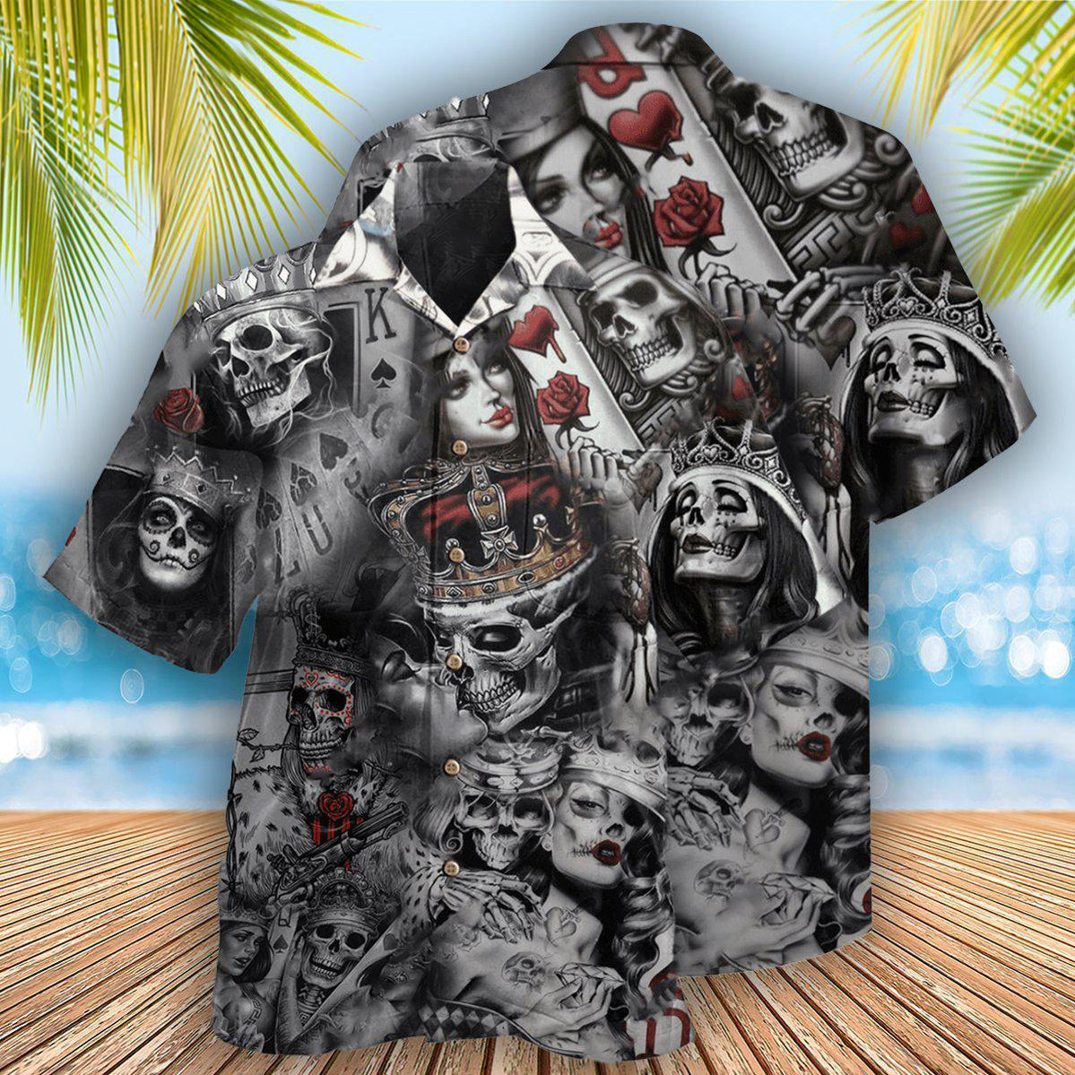 Skull Love Is Blind Poker - Hawaiian Shirt