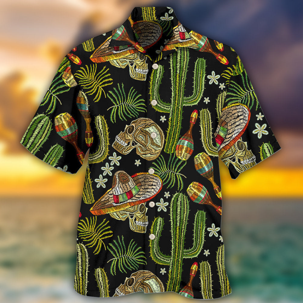 Skull Mexican Skull Black Style - Hawaiian Shirt