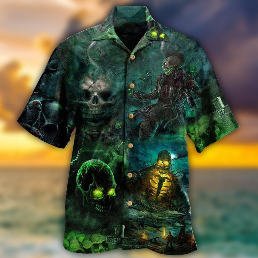 Skull No Flesh No Brain But Still In Pain Dark Style - Hawaiian Shirt