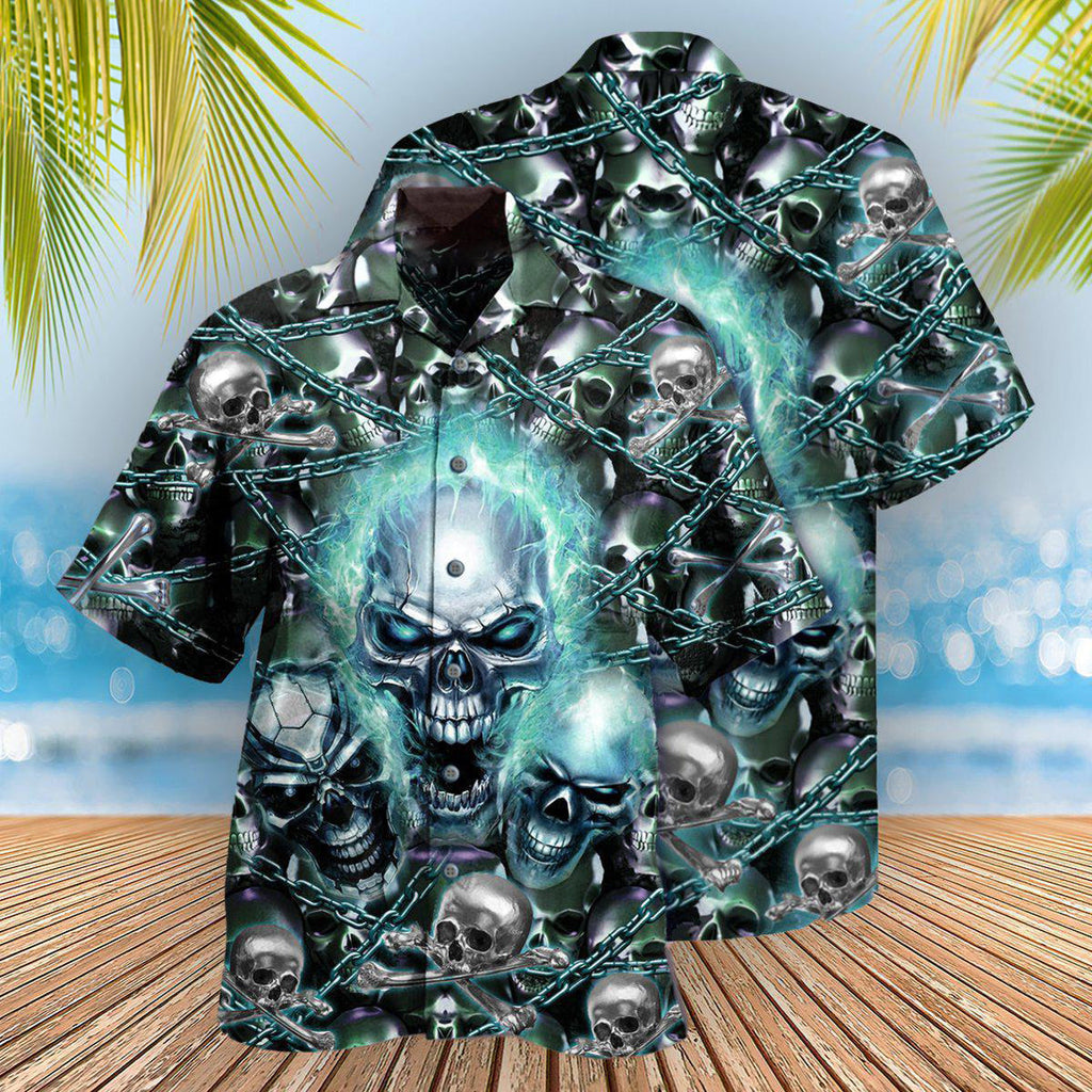 Skull Screaming Blue Style - Hawaiian Shirt